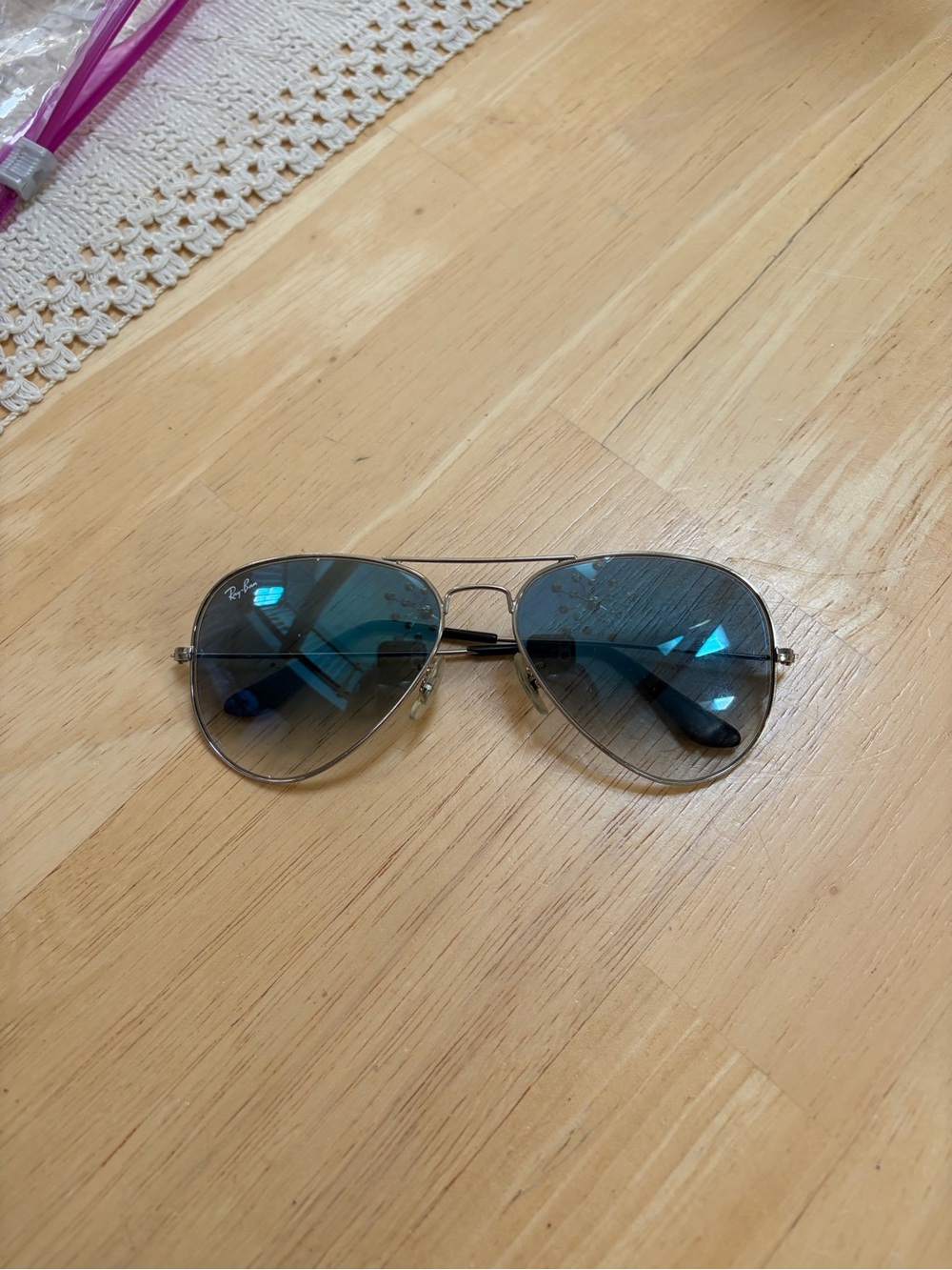Ray-Ban Aviator Sunglasses - Silver Frame with Blue Gradient Lenses